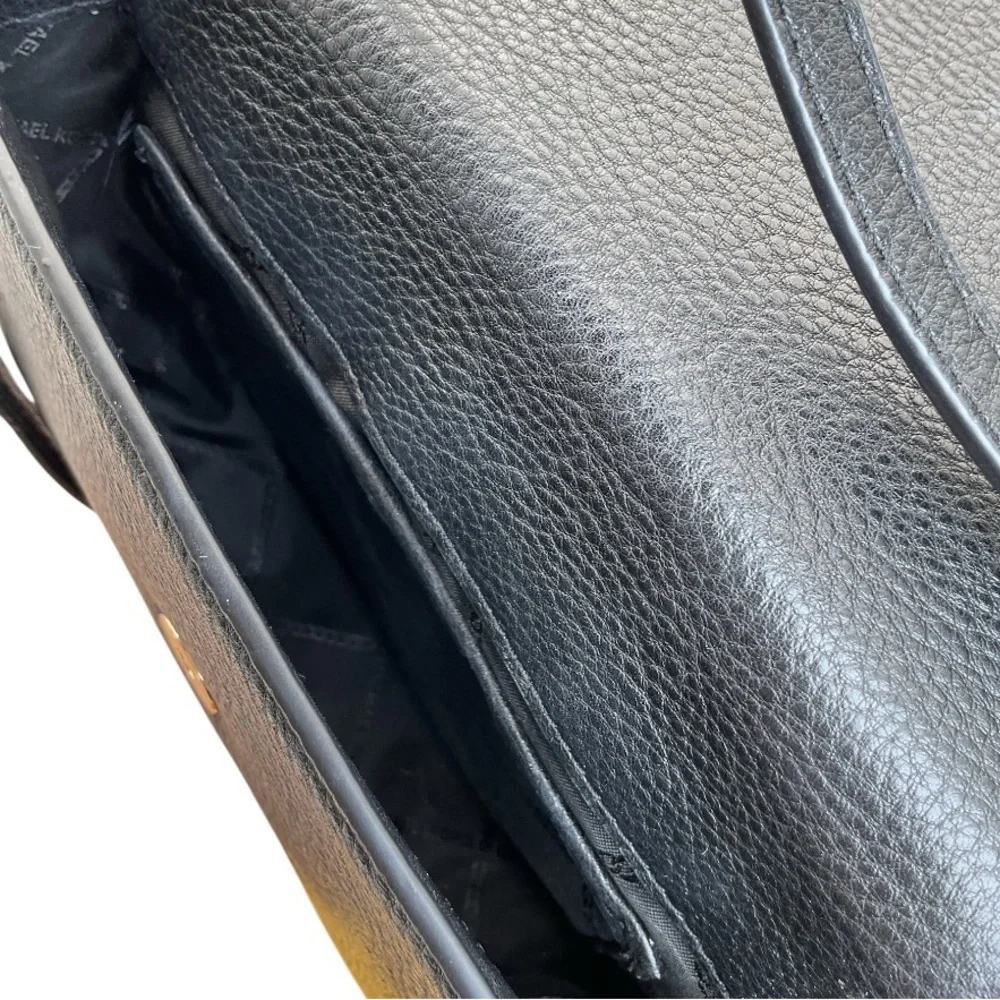 Michael Kors Black‎ Pebbled Leather Crossbody with Gold MK Logo